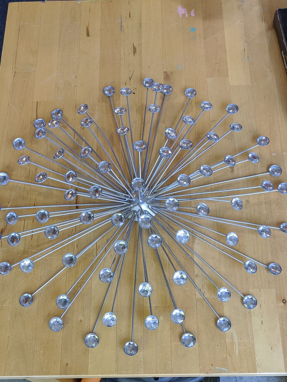 MCM Atomic Starburst Wall Art Sculpture 21” Silver Metal &Acrylic Sunburst